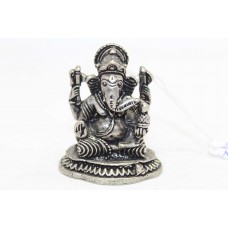 Handmade India Ganesha Ganesh God Idol Figurine 70% Pure Silver Figure Statue H1